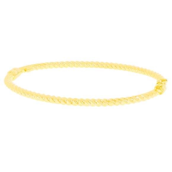 Italian 14k Yellow Gold Hollow Twisted Bangle Bracelet 7