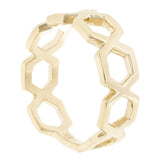 14k Yellow Gold Wide Hexagon Stackable Ring 3.3 grams Size 6.75 - Yellow