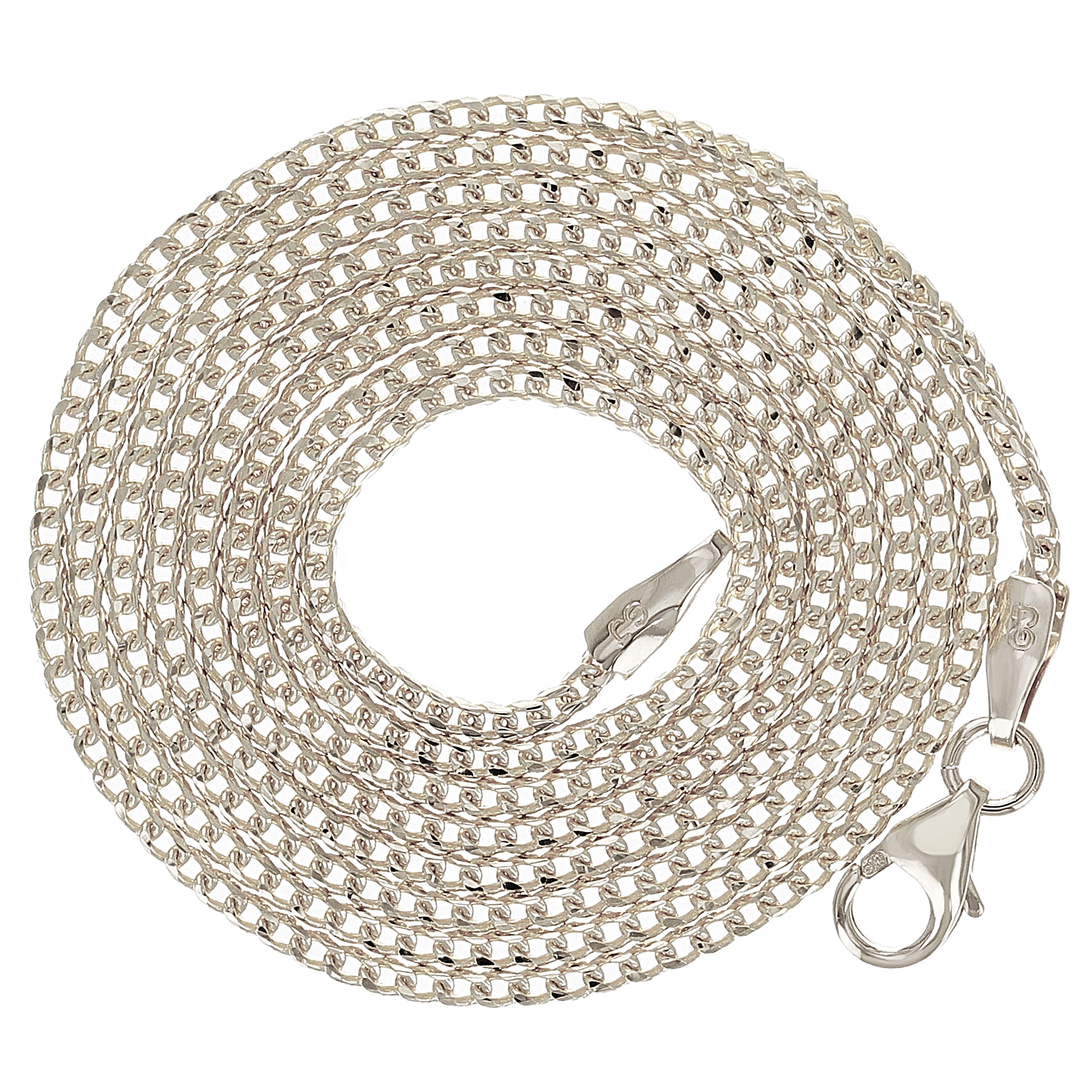 Italian 14k White Gold Solid Diamond Cut Franco Chain Necklace 20" 1.3mm 4.3 grams - White,20" 1.3mm 4.3 grams