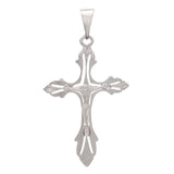 14k White Gold Jesus Christ Crucifix Cross Religious Charm Pendant 2.4" 6.2grams - White
