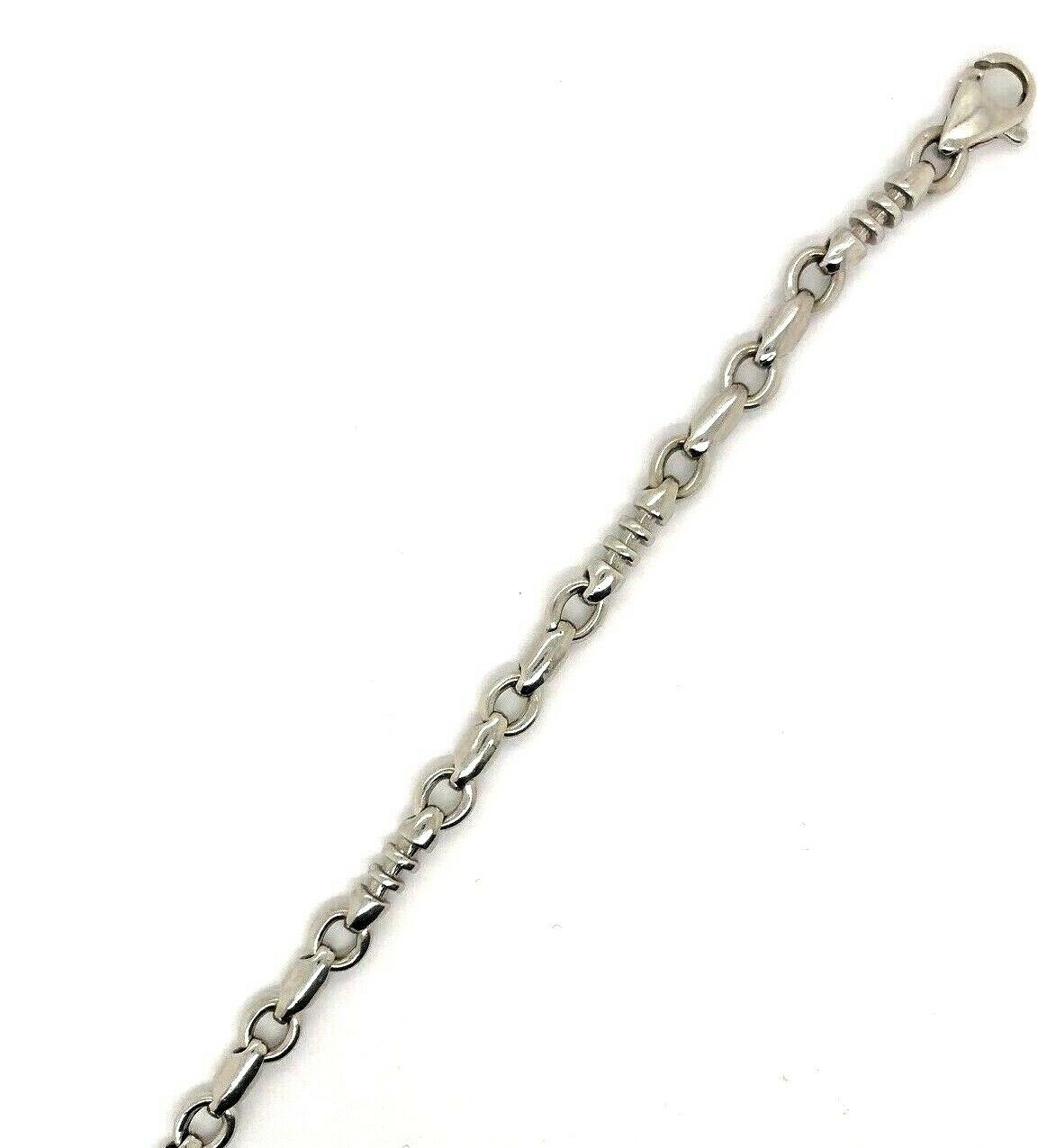 14k White Gold Handmade Fashion Link Bracelet 8" 6.3mm 23.5 grams - 8"