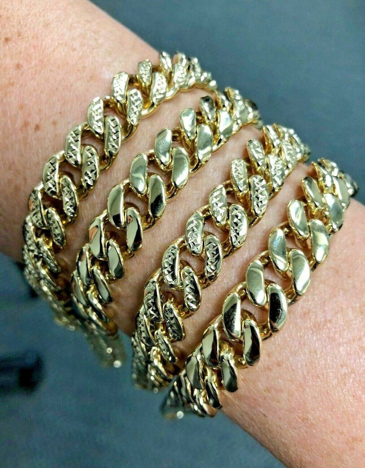 14k Yellow Gold Hollow REVERSIBLE Cuban Link Chain Bracelet 9.25" 11mm 22.9g