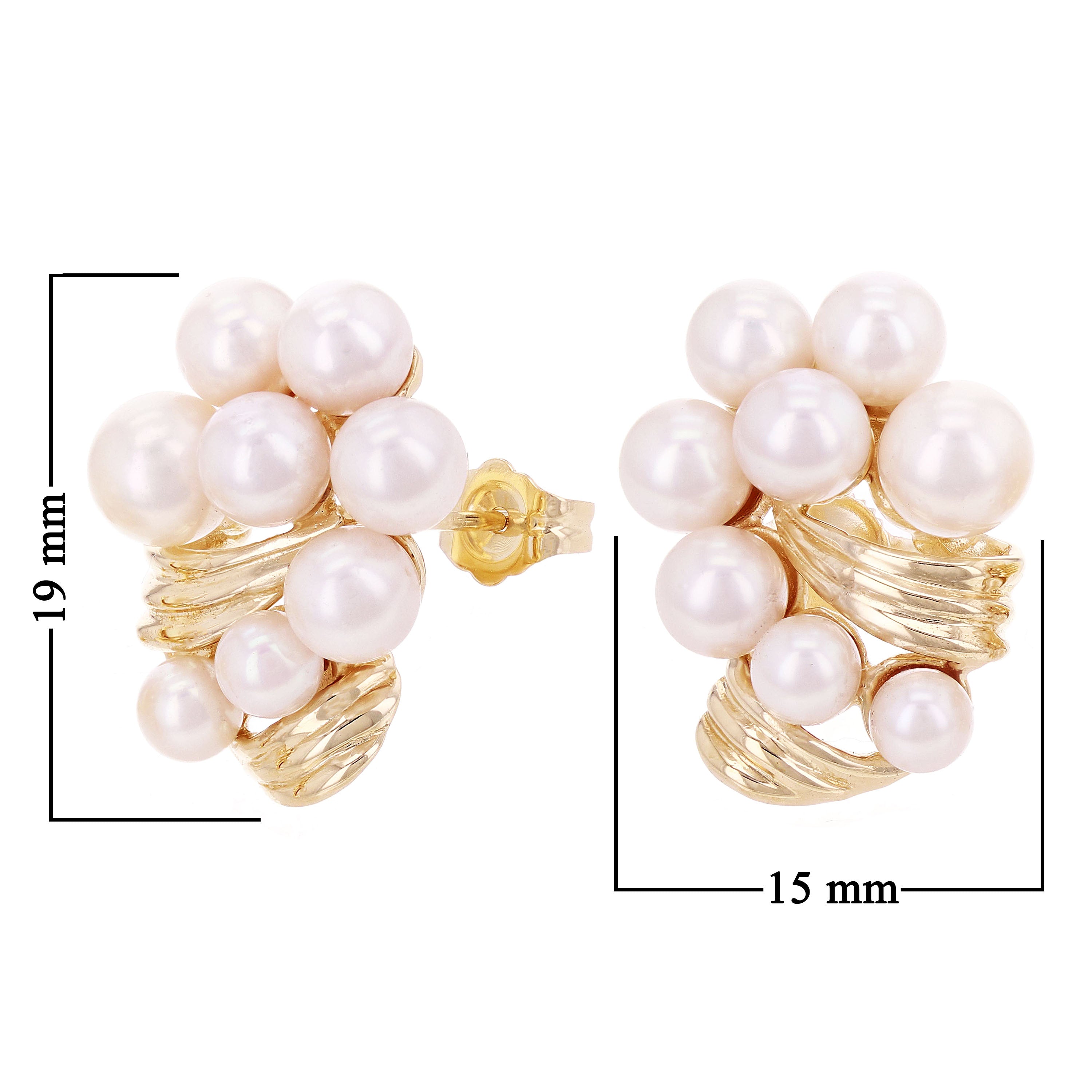 14k Yellow Gold Infinity Fresh Water Pearls Stud Earrings 19mmx15mm 6.4 grams