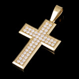 14k Yellow Gold 1.15ctw Diamond Cross Pendant 1.8" 8.5 grams