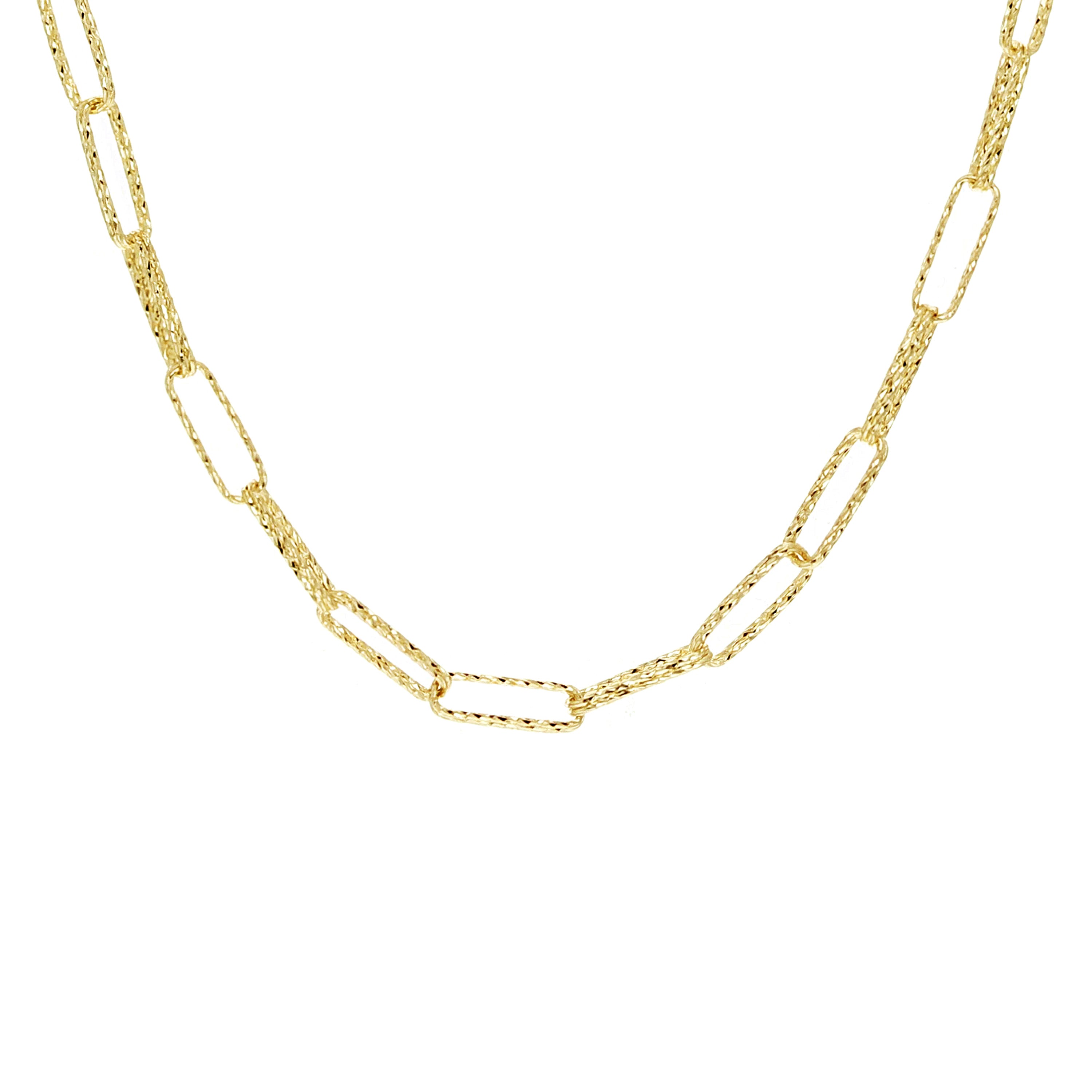 Italian 14k Yellow Gold Diamond Cut Paper Clip Link Chain Necklace 18" 7.2 grams - 18" 7.2 grams