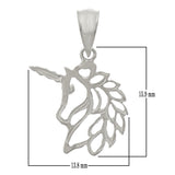 14k White Gold Solid Mystical Creature Unicorn Charm Pendant 0.6 gram - White