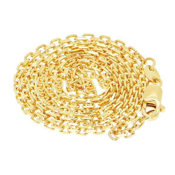 Italian 21k Yellow Gold Solid Anchor Chain Necklace 18