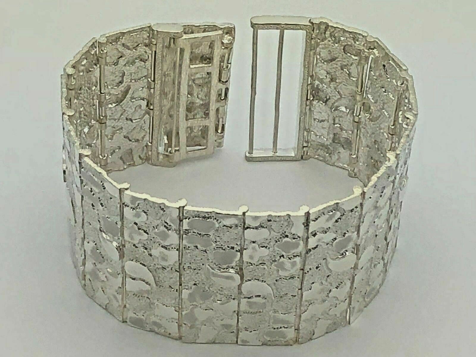 925 Sterling Silver Nugget Bracelet Adjustable 8.5" - 9" 138.2 grams