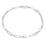 Italian 14k White Gold Hollow Paper Clip Links Bracelet 8" 3.2mm 1.7 grams - White,8"
