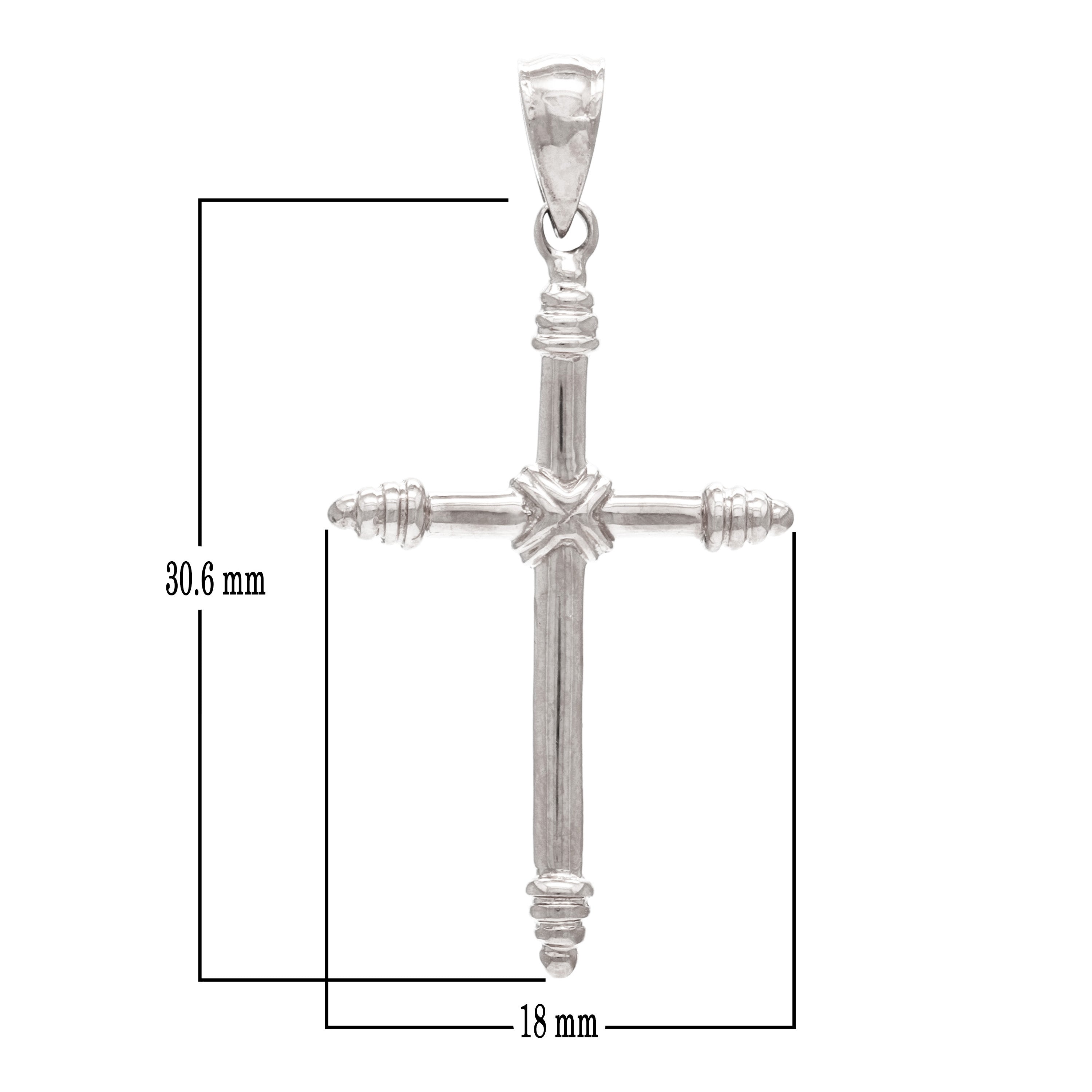14k White Gold Cross Religious Charm Pendant 1.9 grams - White