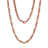 14k Rose Gold Handmade Fashion Link Necklace 28" 6mm - Rose,28"