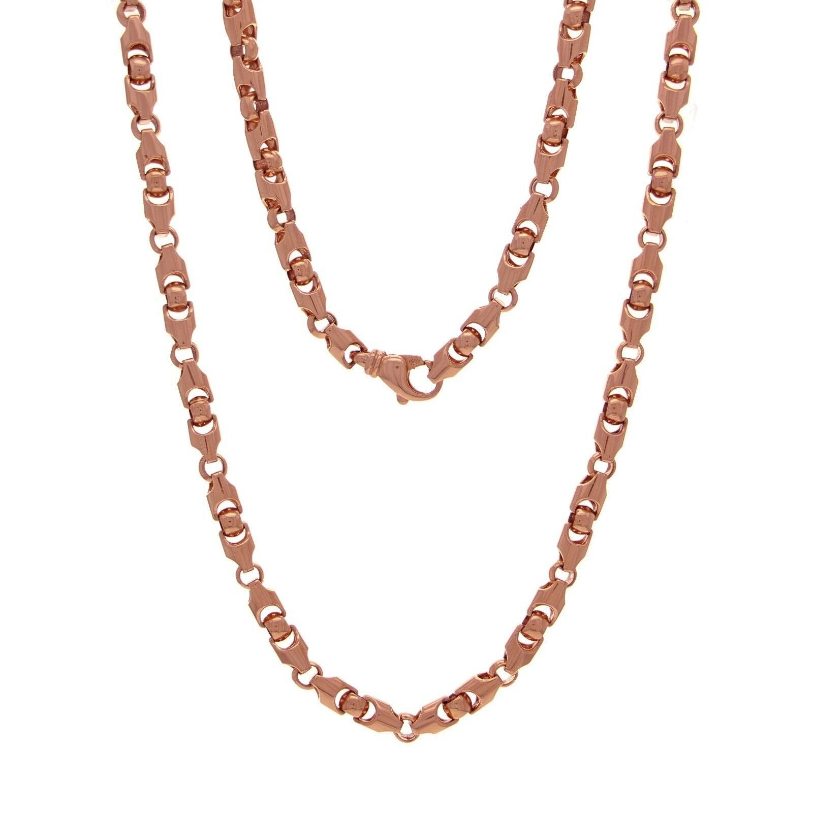 14k Rose Gold Handmade Fashion Link Necklace 28" 6mm 103.5grams - Rose,28"