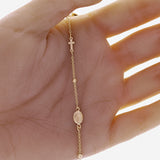 Italian 14k Yellow Gold Miraculous Medal Charm Rosary Bracelet 7" 2.1 grams