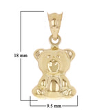 Italian 14k Yellow Gold Hollow 3D Teddy Bear Charm Pendant 18mm x 9.5mm 0.6 gram