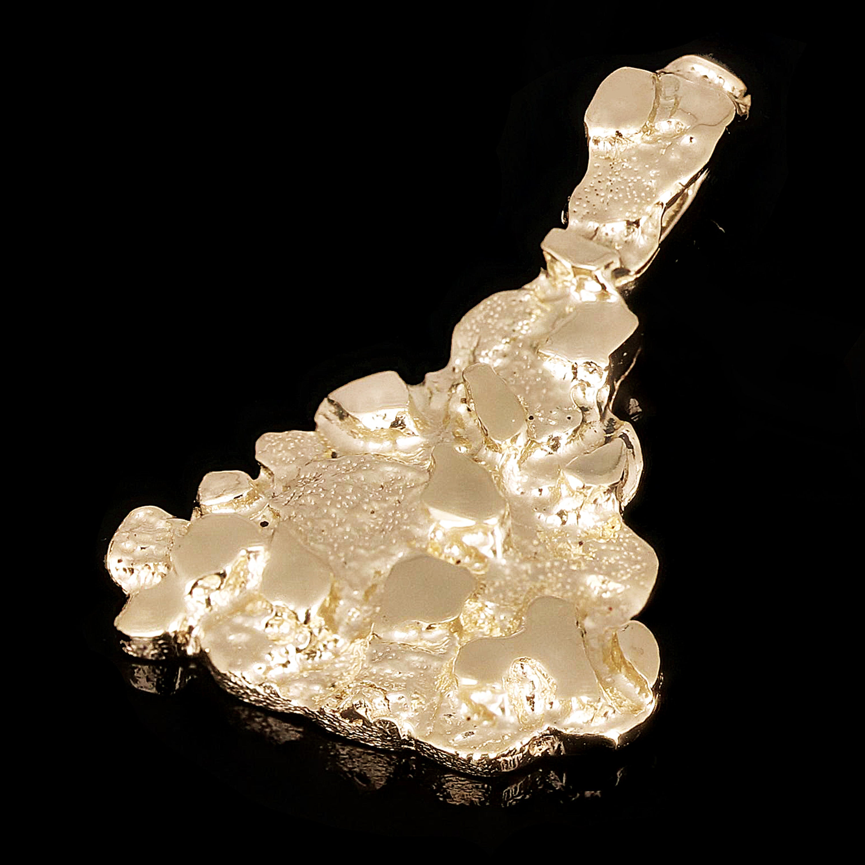 14k Yellow Gold Solid Pyramid Triangle Nugget Charm Pendant 1.4" 9.8 grams