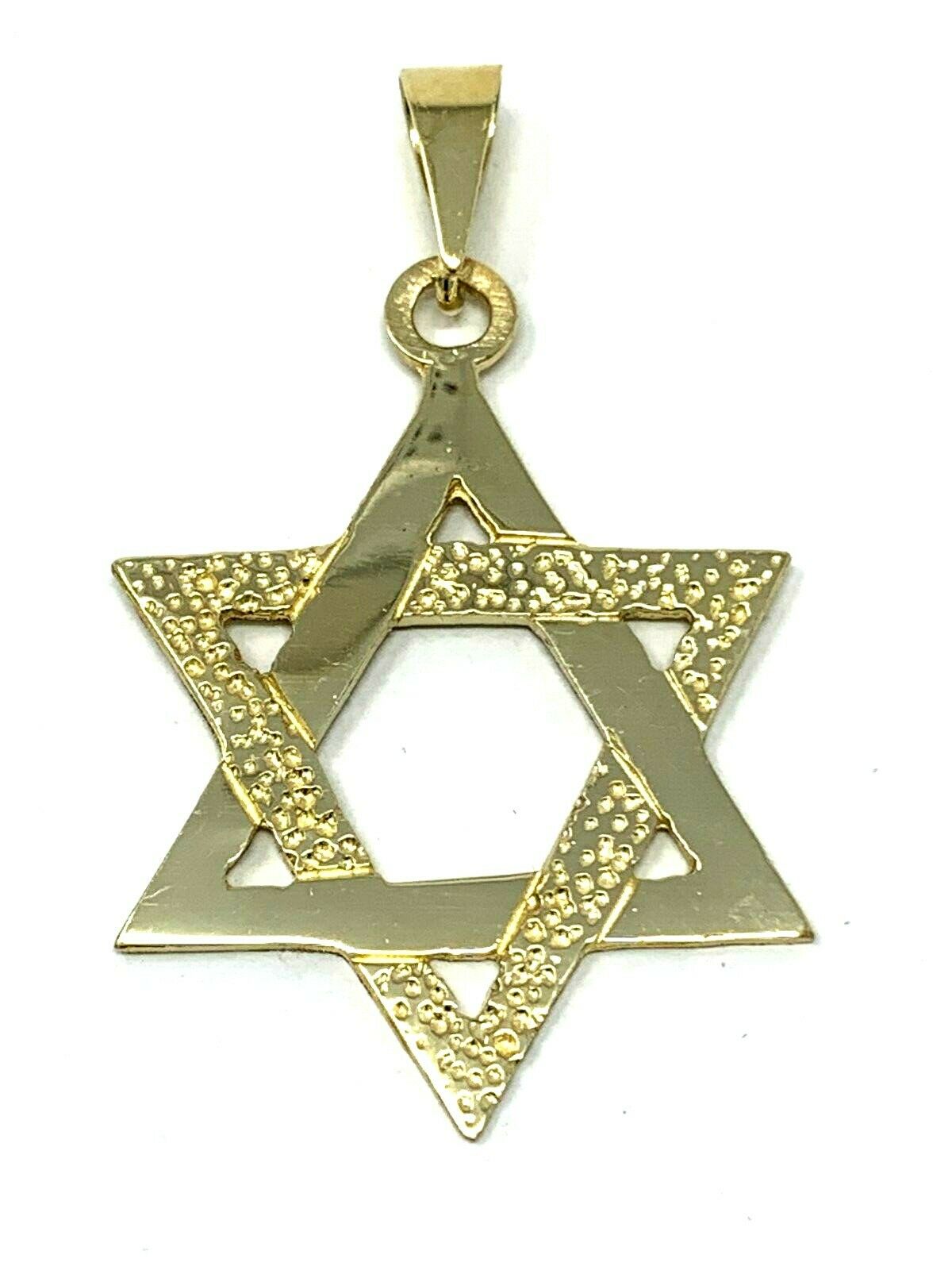 14k Yellow Gold Jewish Star of David Charm Pendant 1.75" 4.7 grams