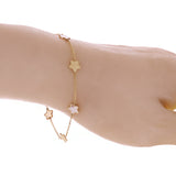 Italian 14k Yellow Gold & Mother of Pearl STAR Charm Bracelet 7" 1.5 grams