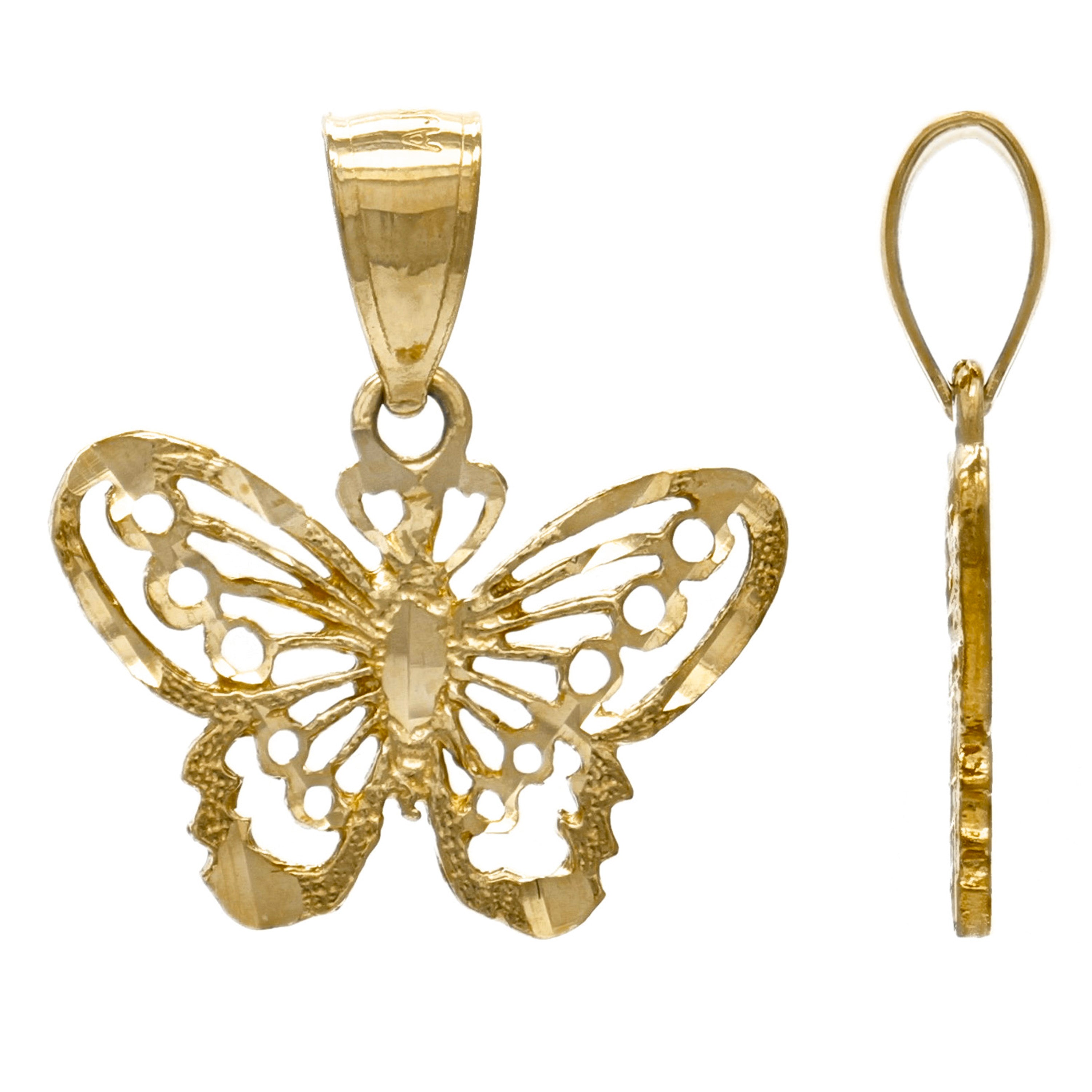 10k Yellow Gold Butterfly Charm Pendant Small - Small