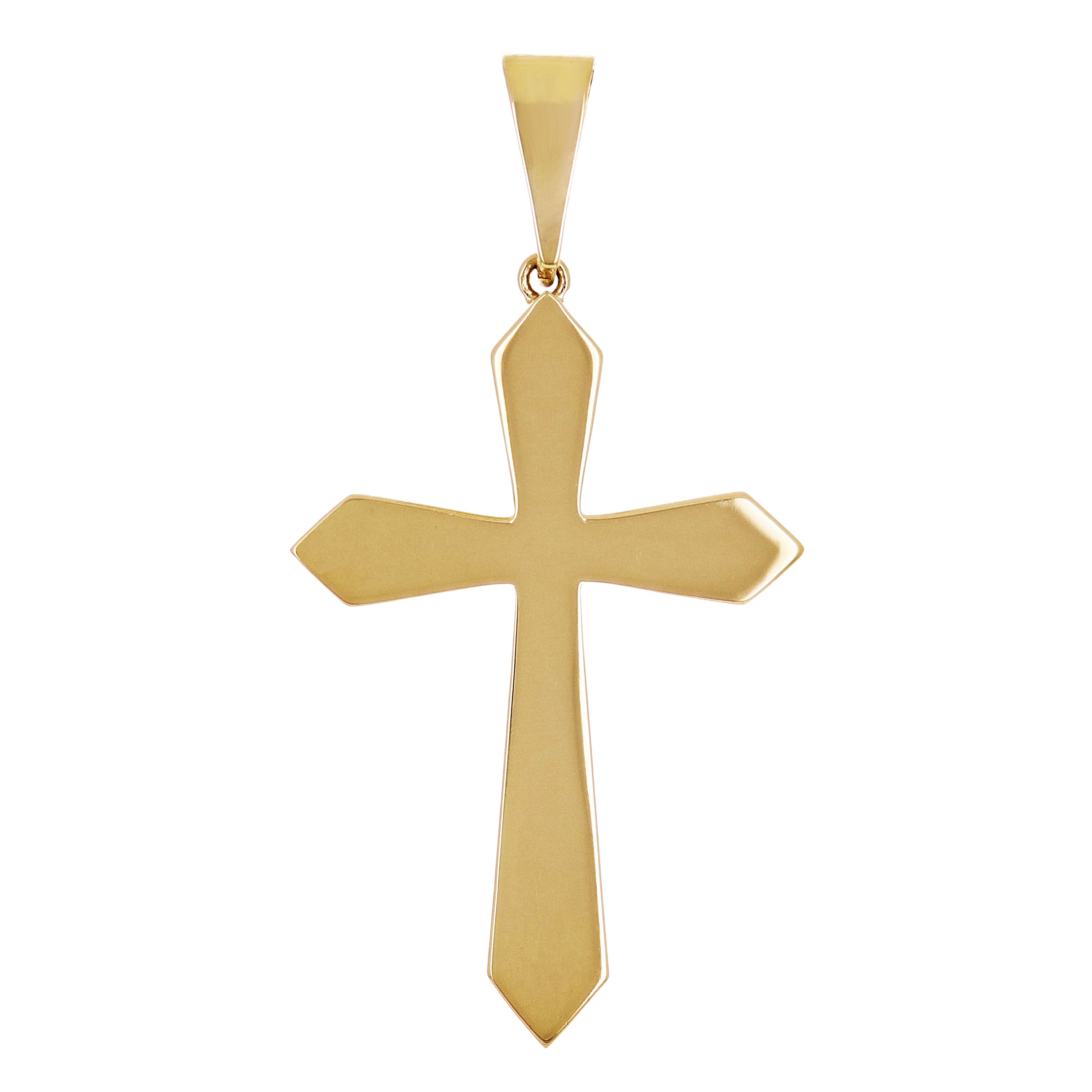 14k Yellow Gold Solid High Polish 3D Passion Cross Pendant 1.8" 7.9 grams