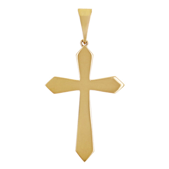 14k Yellow Gold Solid High Polish 3D Passion Cross Pendant 1.8