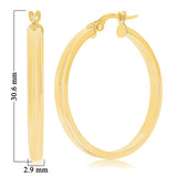 Italian 14k Yellow Gold Polished Concave Medium Hollow Hoop Earrings 1.2"