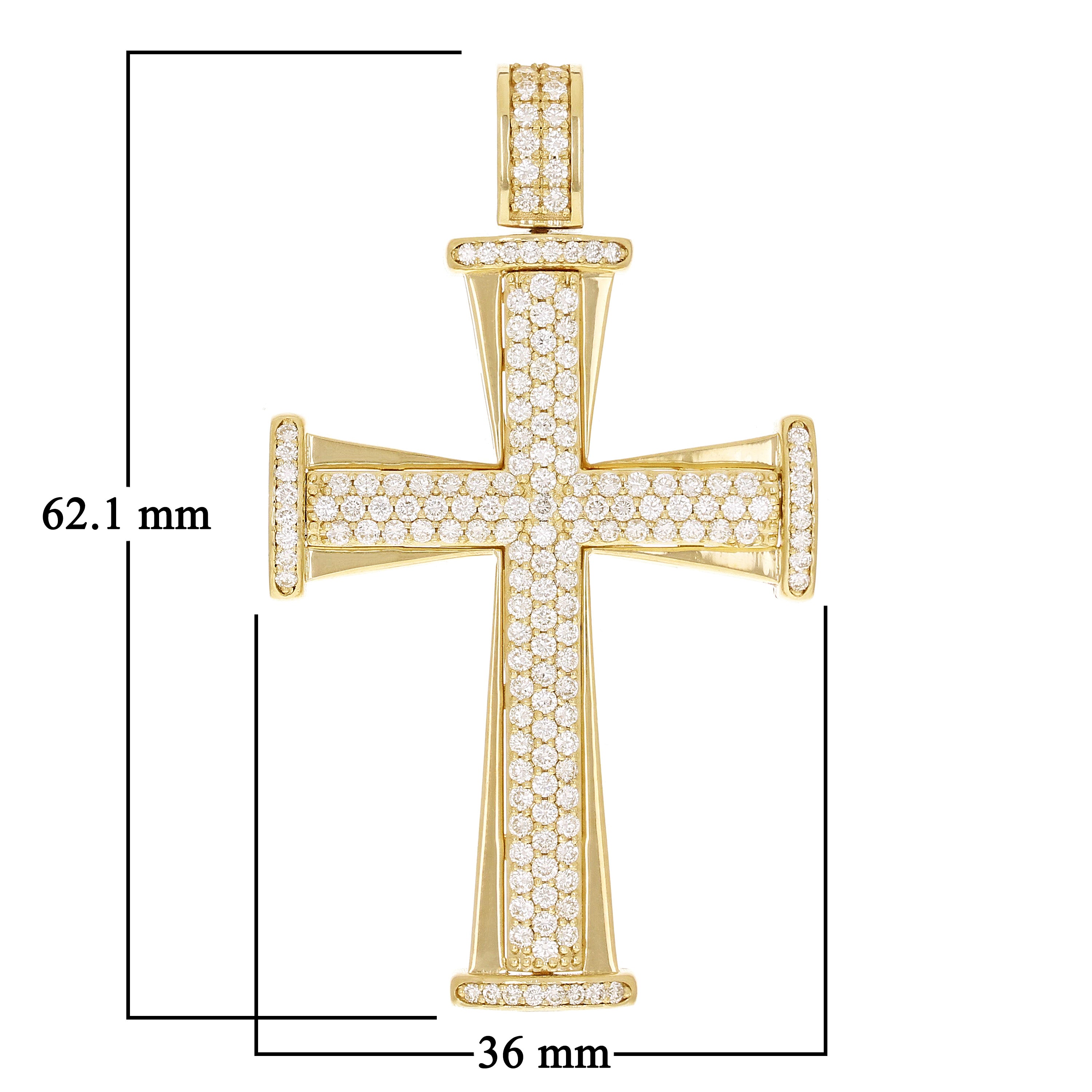14k Yellow Gold 2.68ctw Diamond Big Cross Pendant 2.4" 20.7 grams