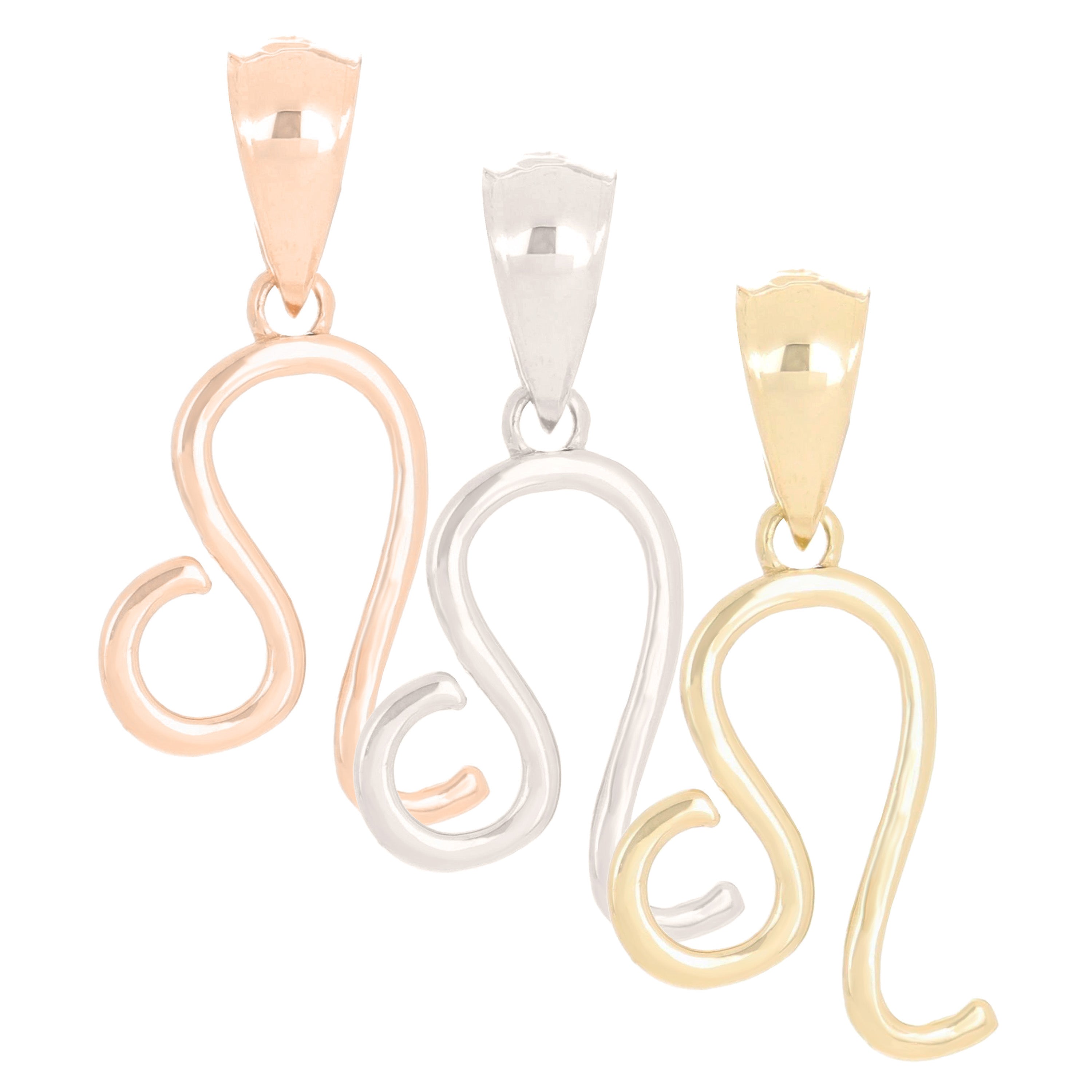 14k Rose Gold Leo Zodiac Sign Charm Pendant - Leo,Rose
