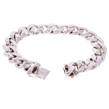 14k White Gold Miami Cuban Link Chain Bracelet 7.5" 13mm 92 grams - White,7.5" 92 grams