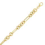 Italian 14k Yellow Gold Hollow Oval & Paper Clip Chain Bracelet 7.25" 5 grams