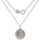 14k White Gold Diamond Zodiac Sign Aquarius Pendant Necklace 18" - Aquarius,White