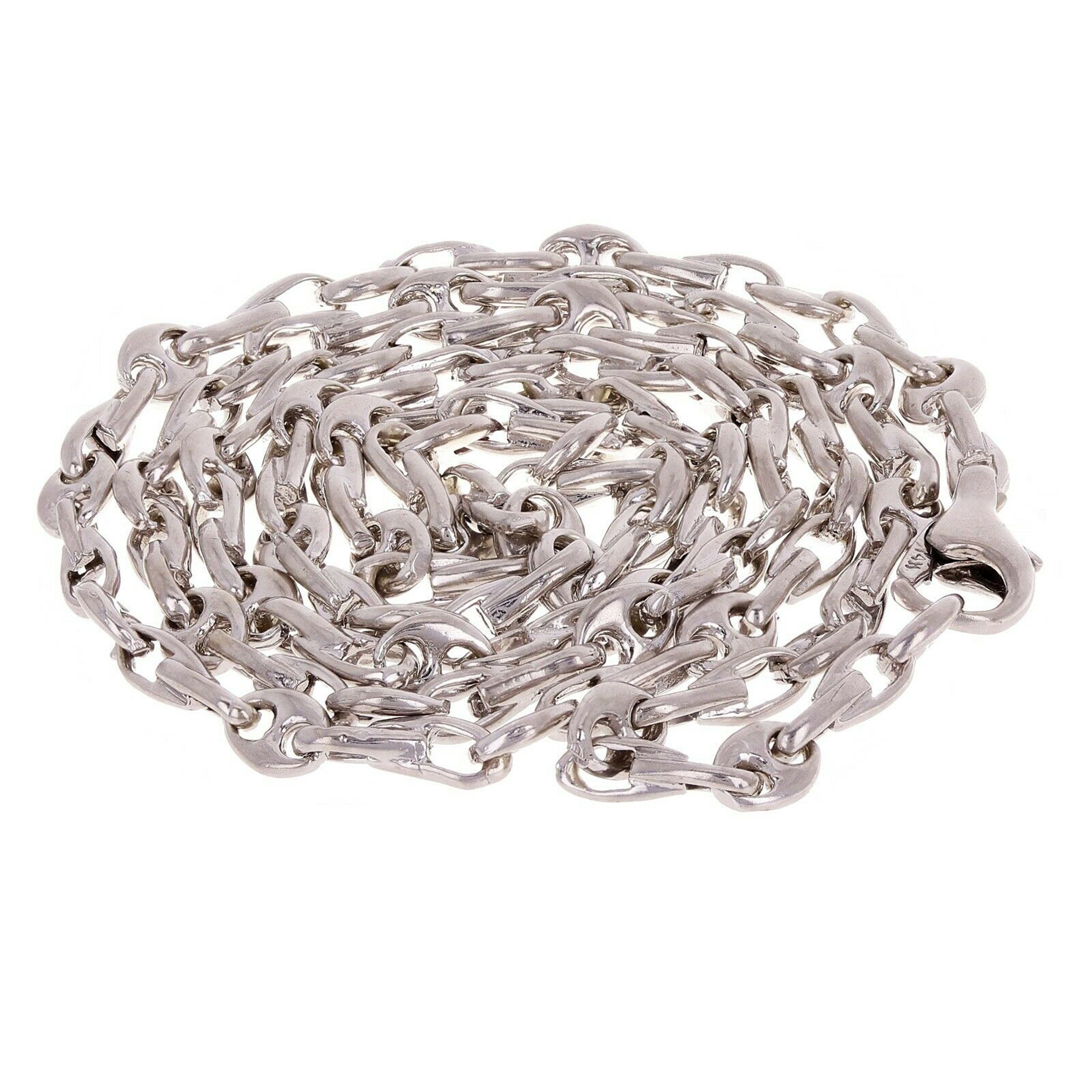 14k White Gold Solid Handmade Fashion Link Necklace 20" 4.2mm 18 grams - 20" 18 grams