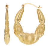 14k Yellow Gold Hollow U Shaped Fancy Dangle Open Loop Earrings 3.5g