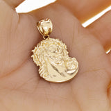 14k Yellow Gold Jesus Head Face Charm Pendant 1.6" 4.1 grams