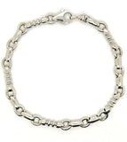 14k White Gold Handmade Fashion Link Bracelet 9" 6.3mm 26.5 grams - 9"