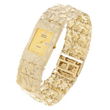 10k Yellow Gold Solid Chunky Nugget Wrist Watch Link Geneve Diamond Watch 7" 80.1 grams - Yellow 7" 80.1 grams