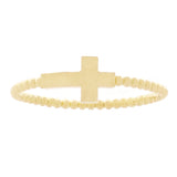 14k Yellow Gold Side Cross Ring Beaded Band Size 8.25 5.9mm 1.3 grams
