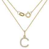 14k Yellow Gold Diamond Initial Letter C Charm Pendant Necklace 18" - Letter C,Yellow