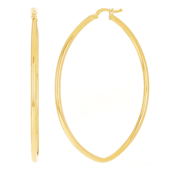 Italian 14k Yellow Gold High Polish Oval Hoop Earrings 2