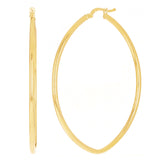 Italian 14k Yellow Gold High Polish Oval Hoop Earrings 2" 2mm 2.9 grams