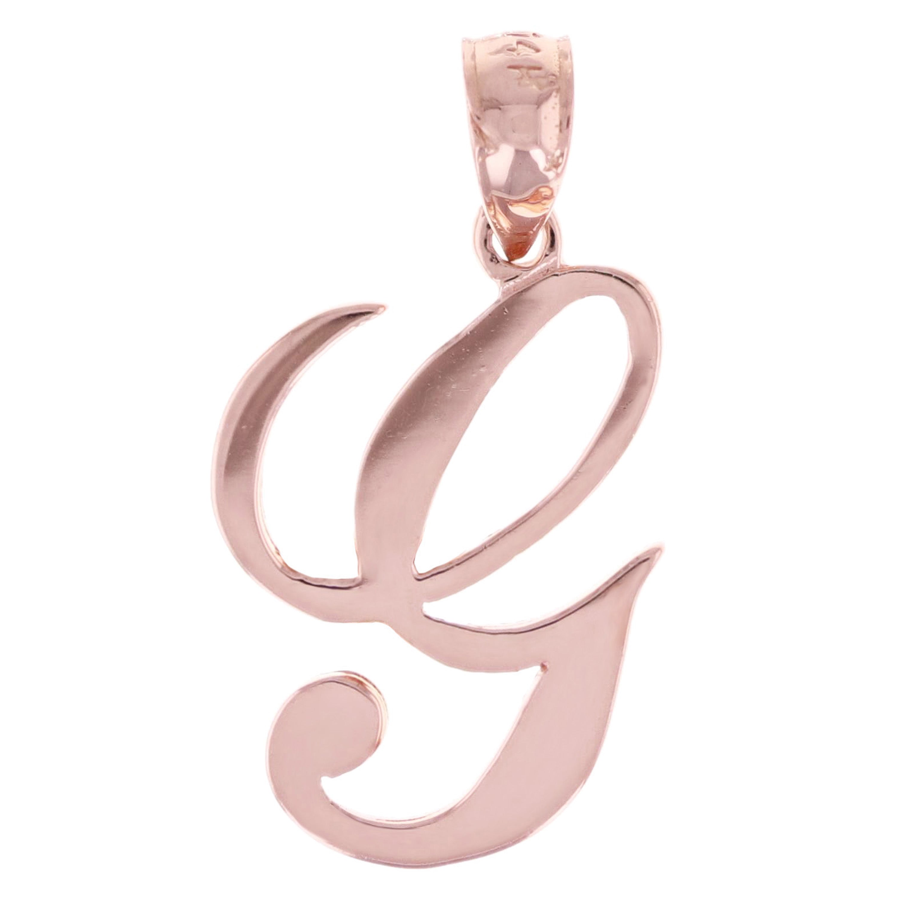 14k Rose Gold Initial Letter G Alphabet Charm Pendant - Letter G,Rose