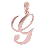 14k Rose Gold Initial Letter G Alphabet Charm Pendant - Letter G,Rose