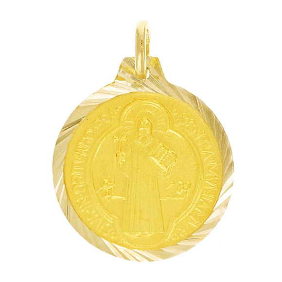 Italian 14k Yellow Gold Saint Benedict Medal Charm Pendant 22mm x 16mm 2 grams