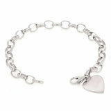 14k White Gold Rolo Link Chain Heart Charm Bracelet 7.5" 17 grams