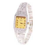 Women's Sterling Silver Nugget Wrist Watch Bracelet with Geneve Diamonds 7" - 8.5"