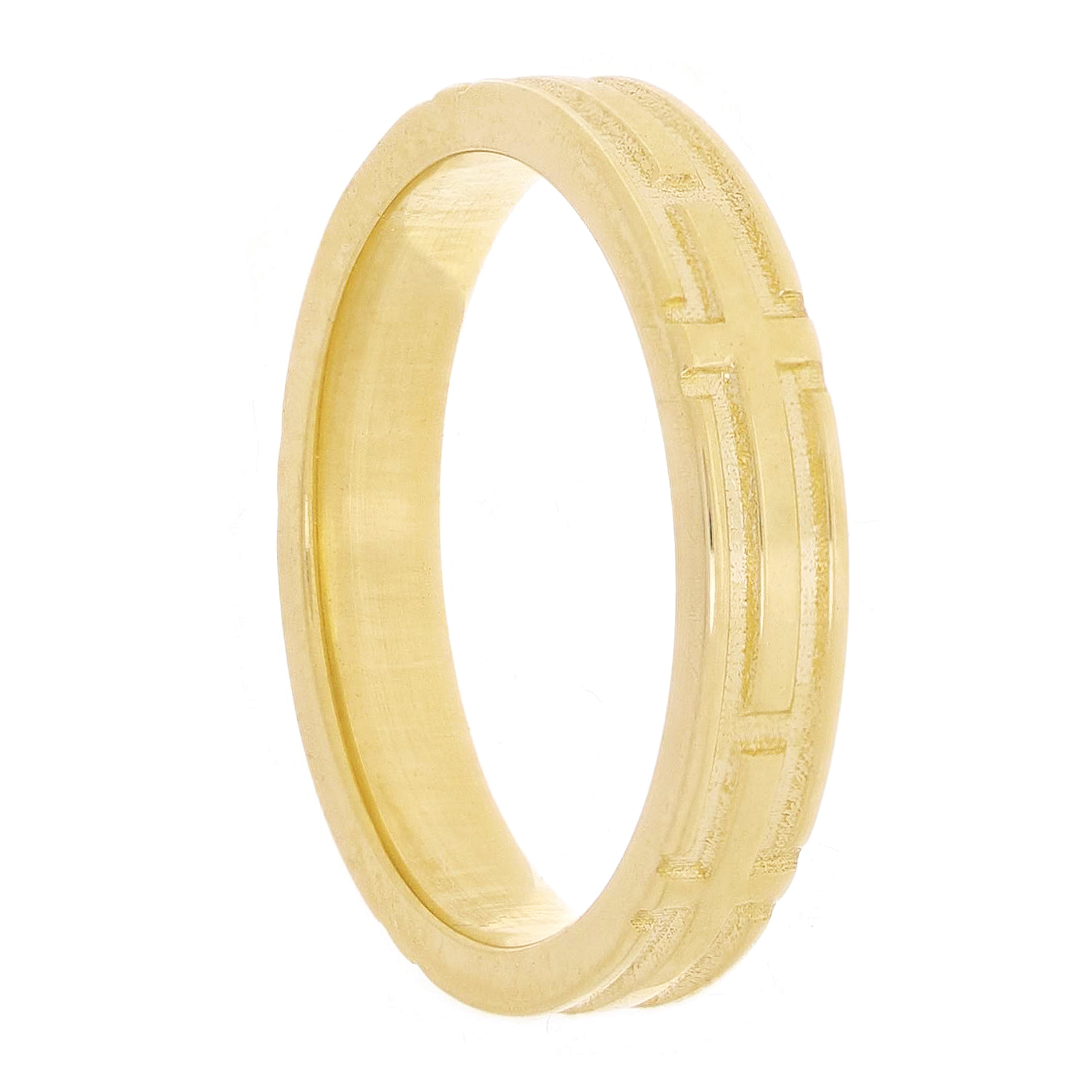 14k Yellow Gold  Sideways 3D Cross Ring Band Size 8 - 3.7mm 5.1 grams