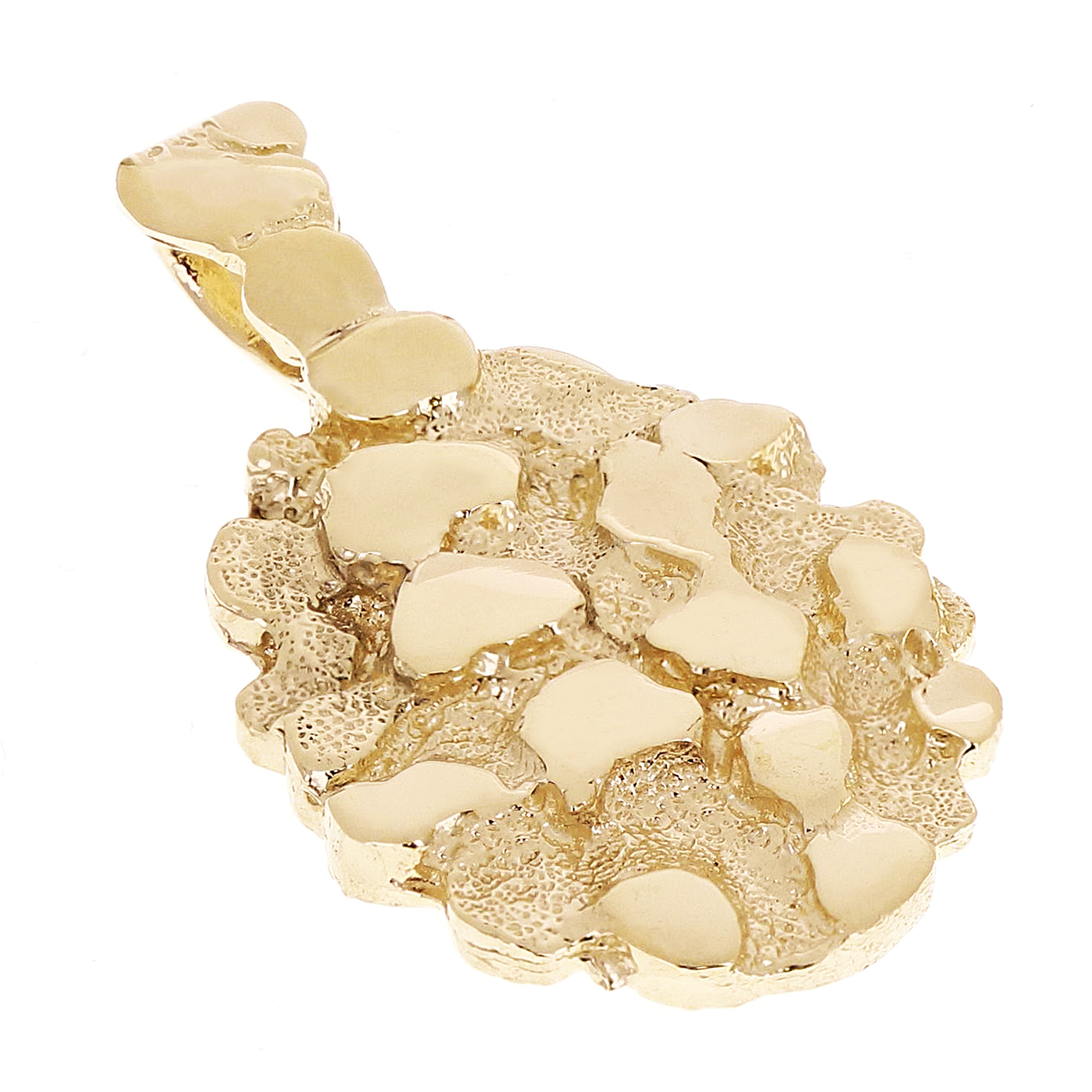 14k Yellow Gold Solid Oval Nugget Charm Pendant 1.5" 12.7 grams