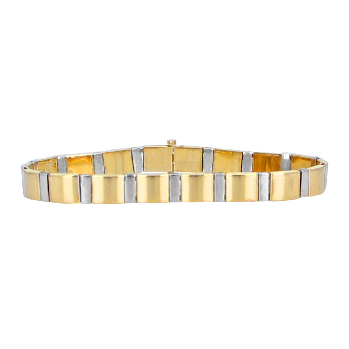14k Italian Two Tone Gold High Polish Fancy Bracelet 7.5" 7mm 16.3 grams