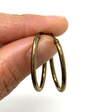 Italian 14k Brown Gold U Shaped Oval Hoop Earrings 1" 1.2 grams
