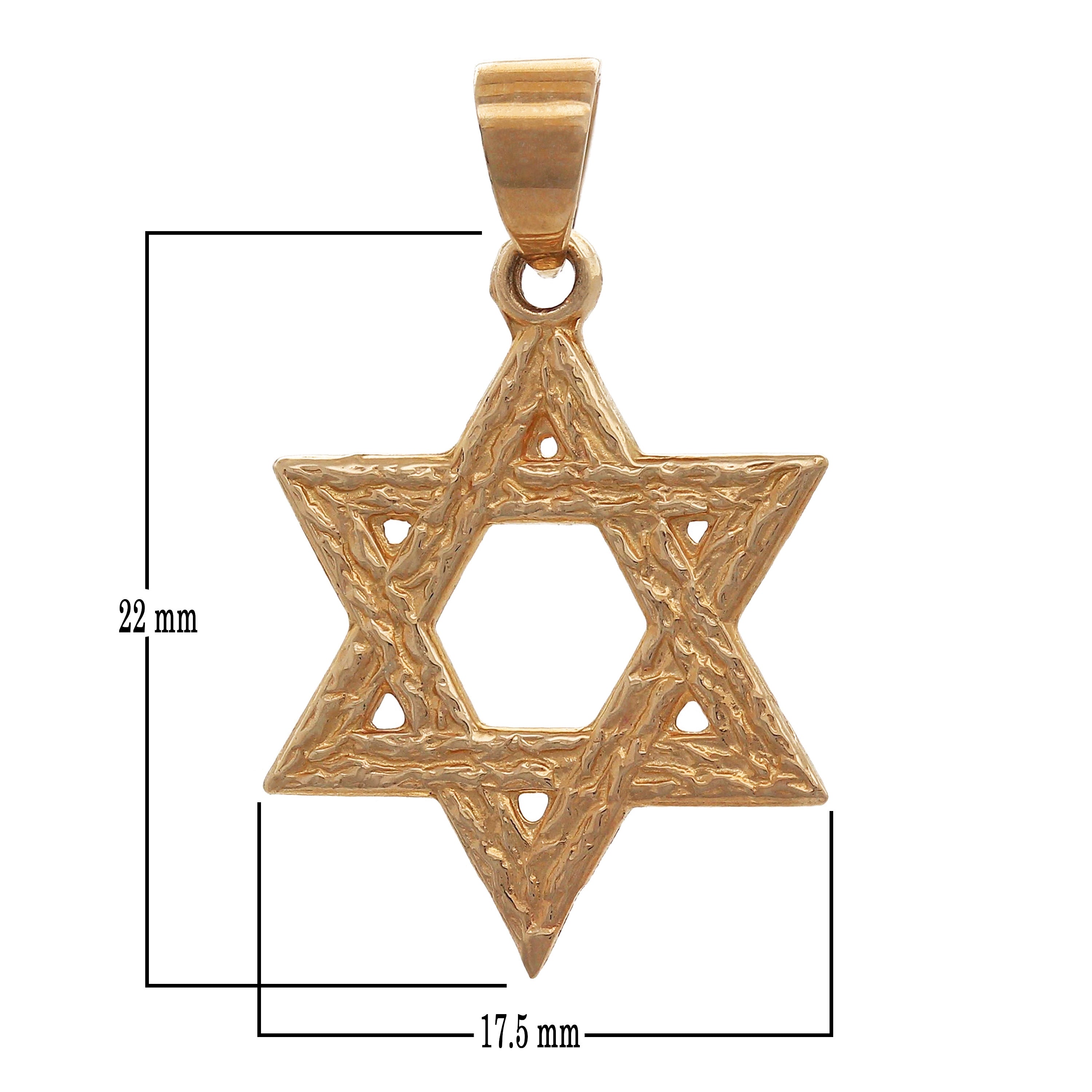 14k Rose Gold Solid Diamond Cut Jewish Star of David Charm Pendant 1.3 grams - Rose