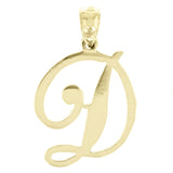 14k Yellow Gold Initial Letter D Alphabet Charm Pendant - Letter D,Yellow